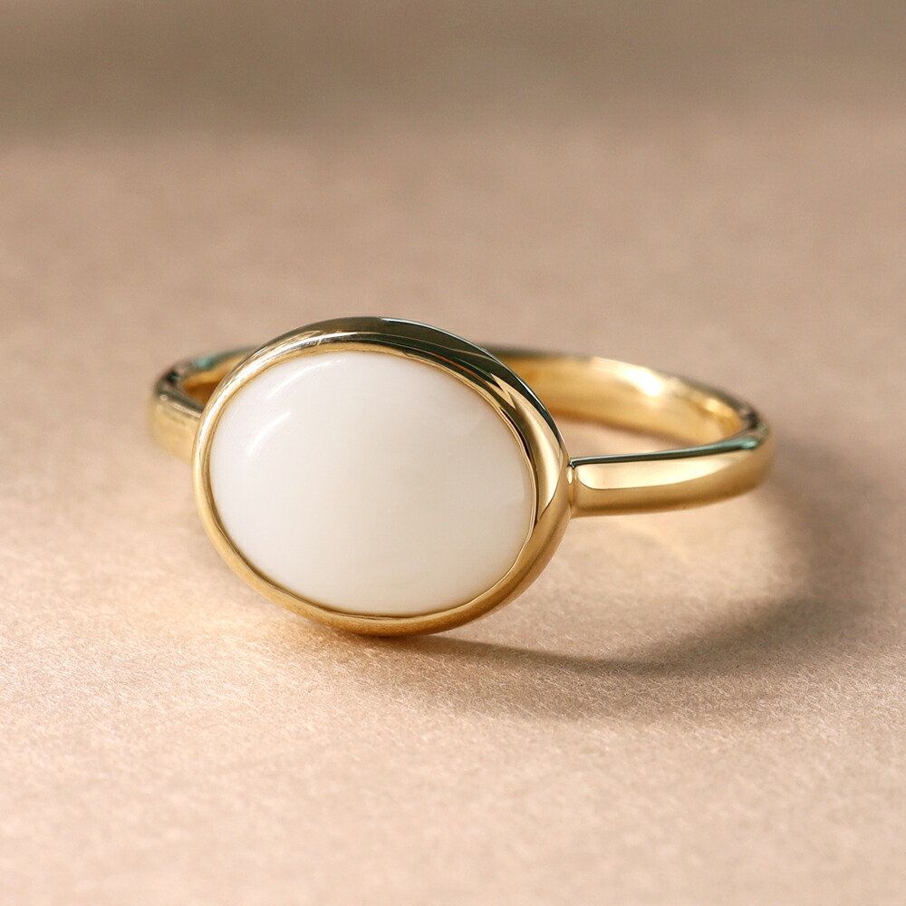 楽天市場】白珊瑚 カボションカット 大粒リング「ハウ」10K 18K 10金