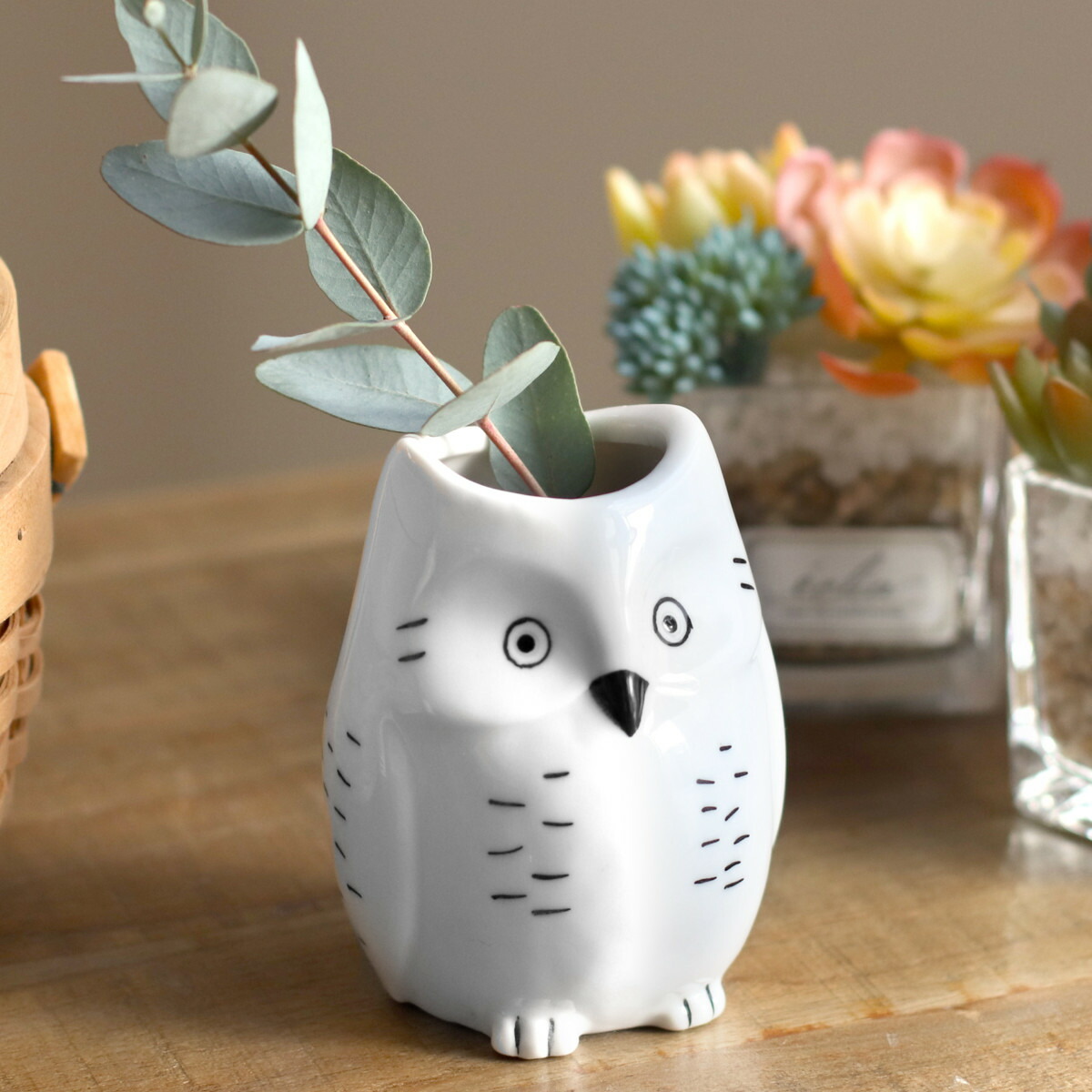 楽天市場】花瓶 シナリー モチーフフラワーベース フクロウ （ 花びん