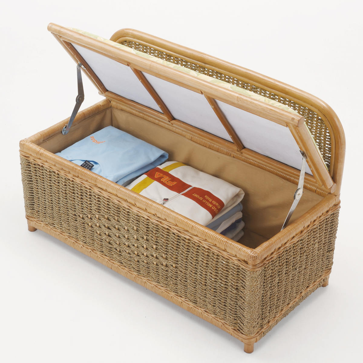 楽天市場】籐 収納ベンチ クッション付 幅90cm （ 送料無料 ベンチ