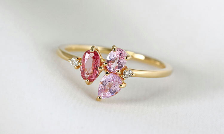 楽天市場】K18 天然ピンクサファイア リング 11号 イエローゴールド