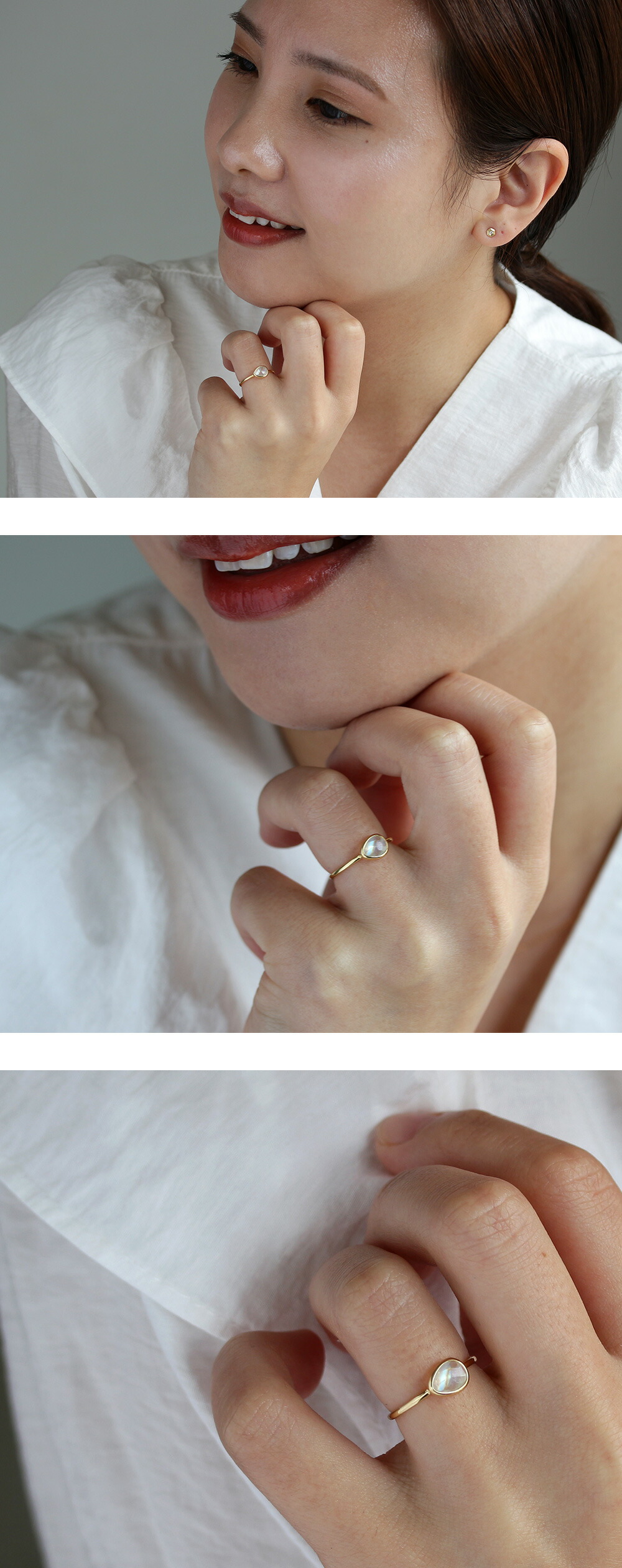 楽天市場】K18 K10 レインボームーンストーン リング 7号-13号