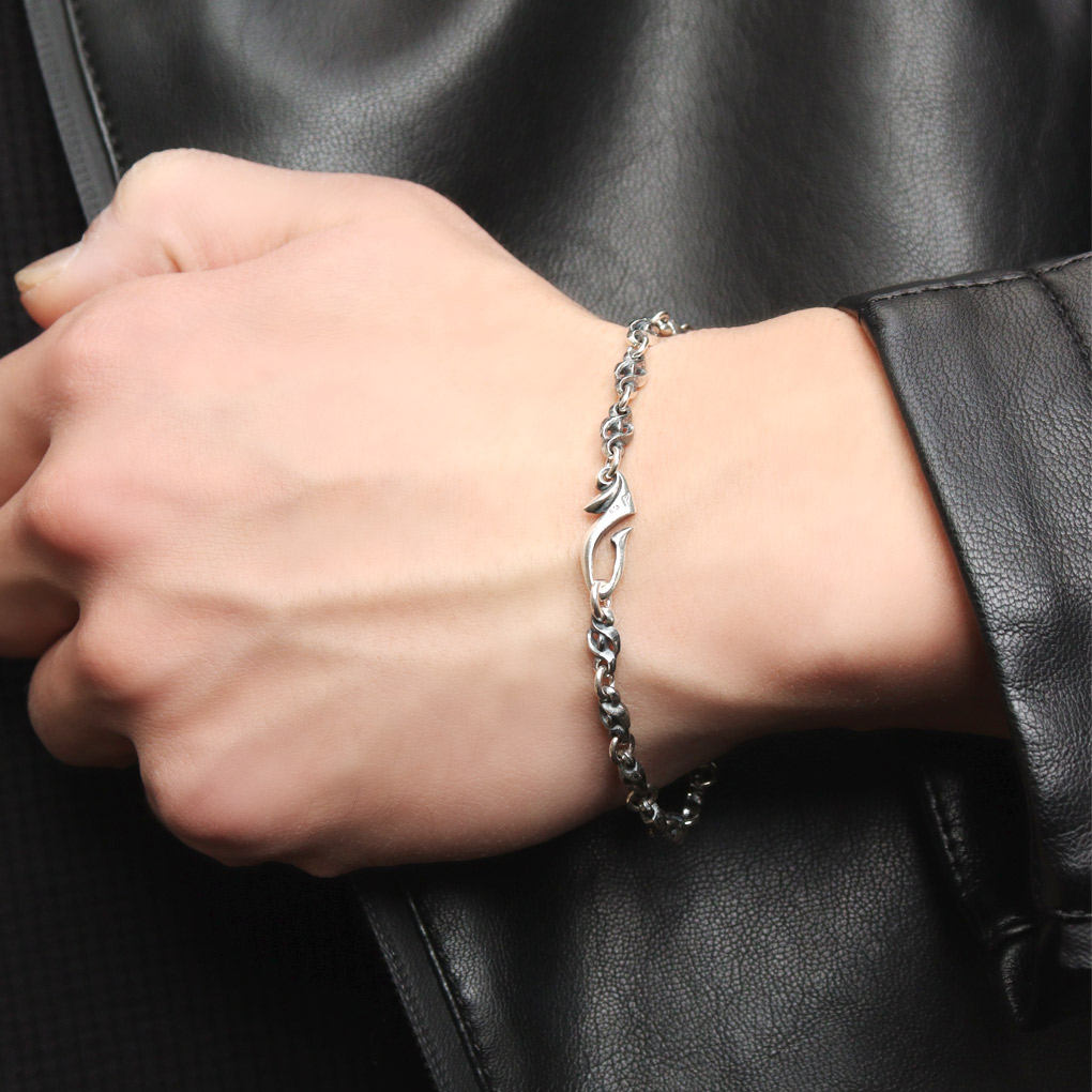 トライバル 炎 ブレスレット シルバー 925 デザインチェーン さりげ