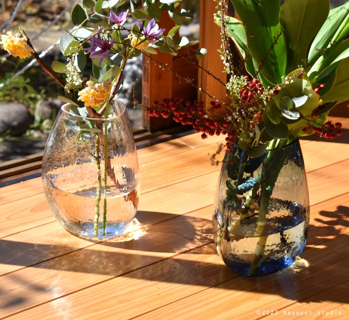 楽天市場】フラワーベース 枝物 ガラス おしゃれ 青 クリア Lサイズ