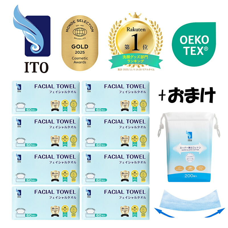 楽天市場】ITO フェイシャルタオル 【60枚×8個/18個 箱買い