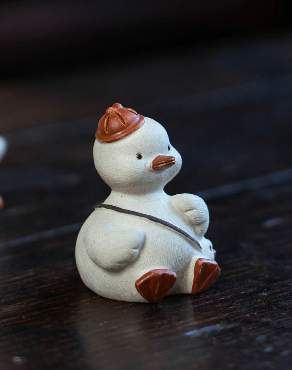 IwaiLoft かわいい鴨さん かも 置物 陶器 茶寵 手作り オブジェ