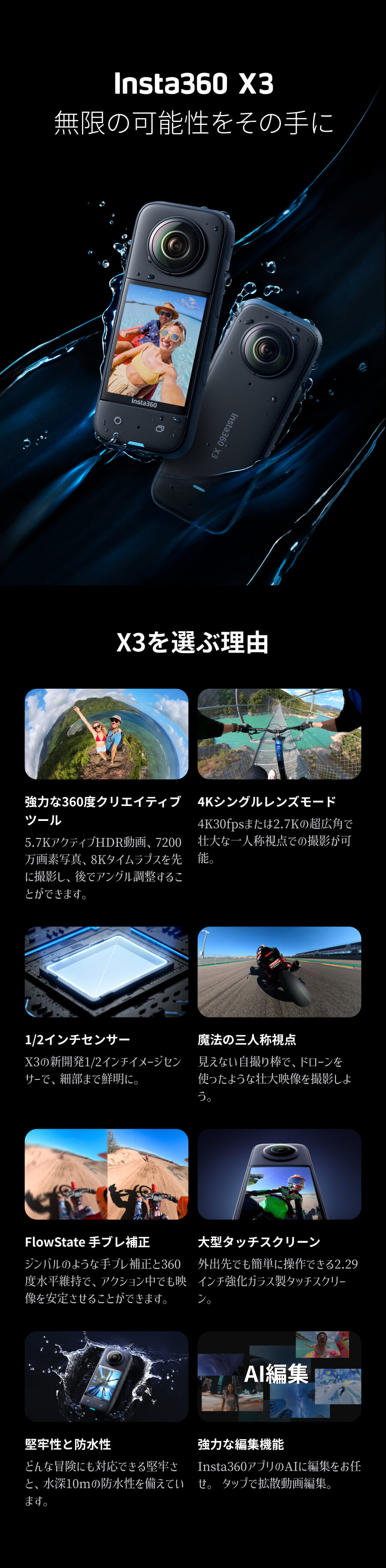 楽天市場】Insta360 X3 通常版| 360度カメラ アクションカメラ 1/2