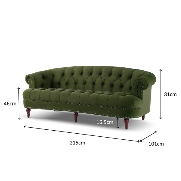 3人掛けソファ ベロア グリーン ジェニファーテイラー ベロアソファ