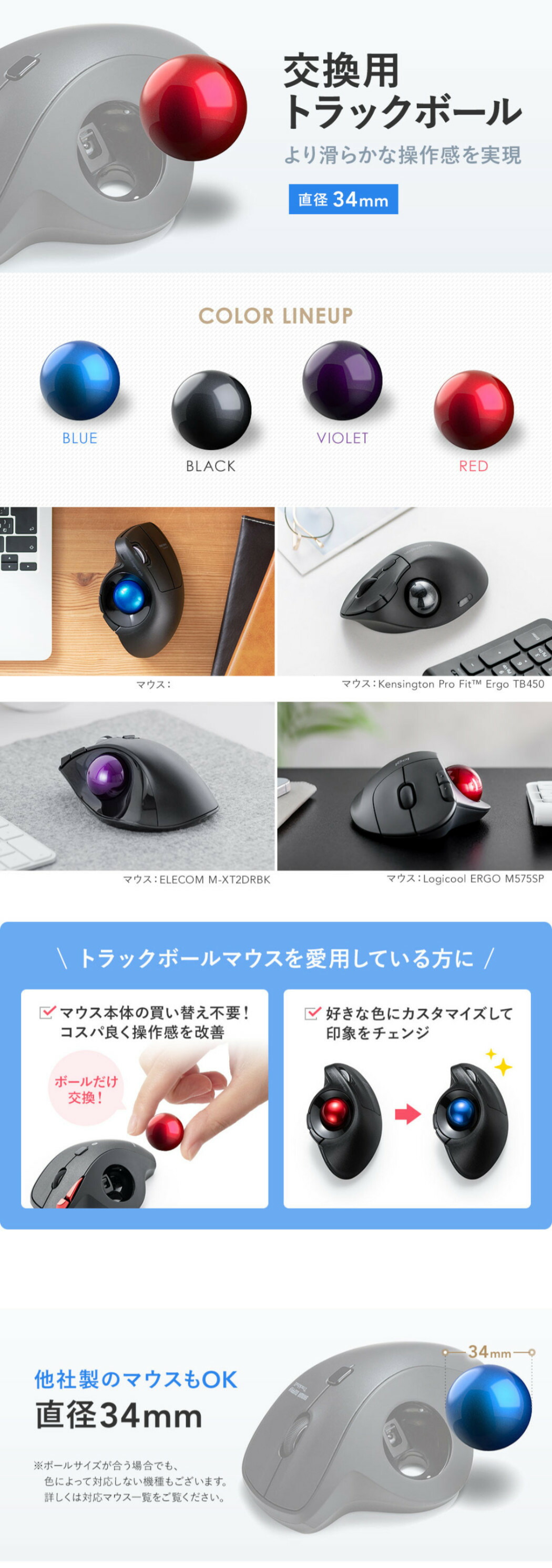 楽天市場】【送料無料】トラックボール 交換用ボール 34mm 光沢仕上げ