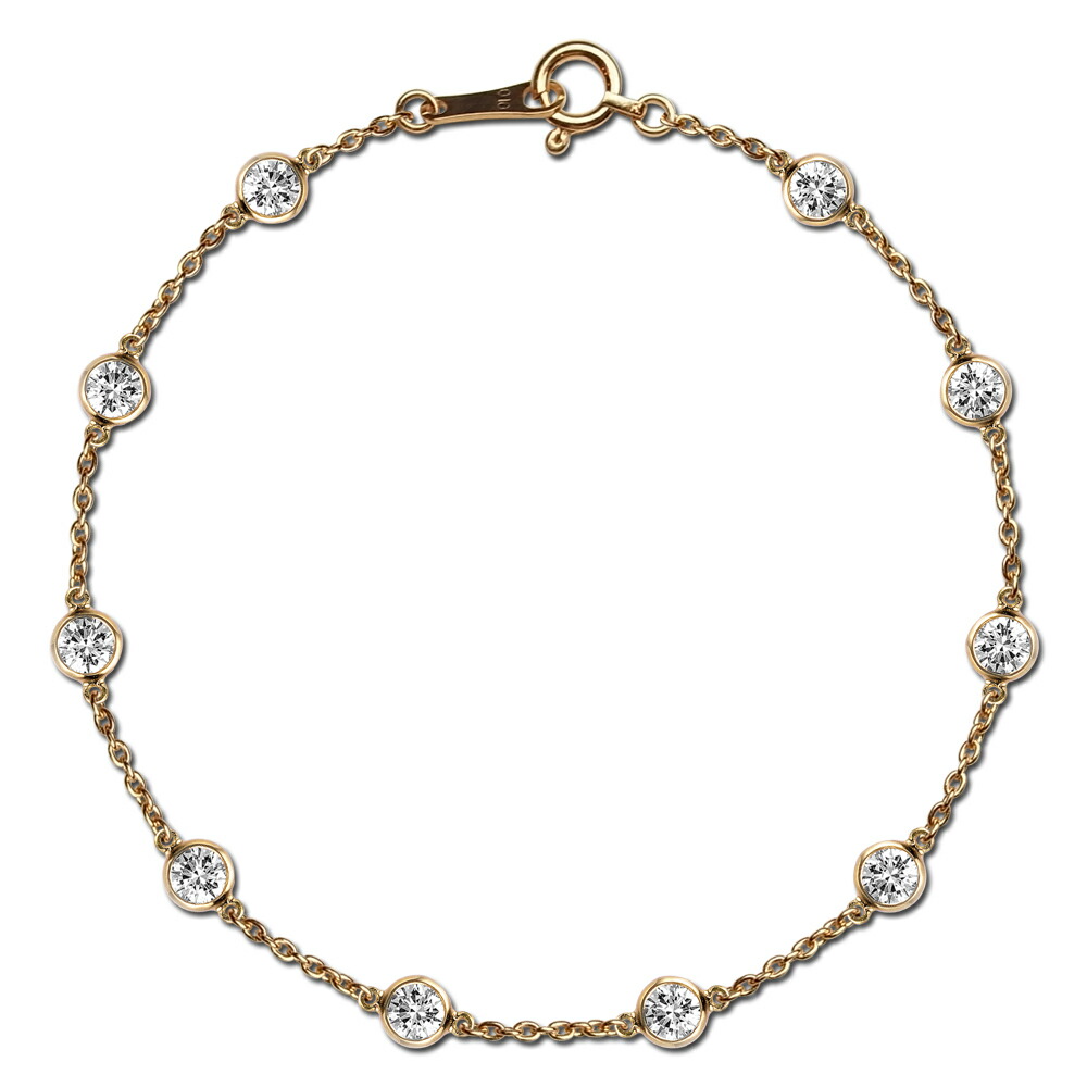 楽天市場】K18 10石 ダイヤモンド ブレスレット 1ct Bezel（ベゼル