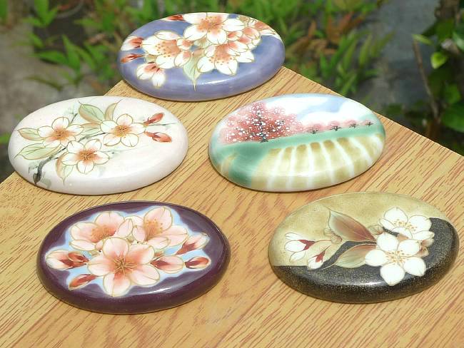 幽玄桜箸置きセット 陶あん - 京焼清水焼 松韻堂