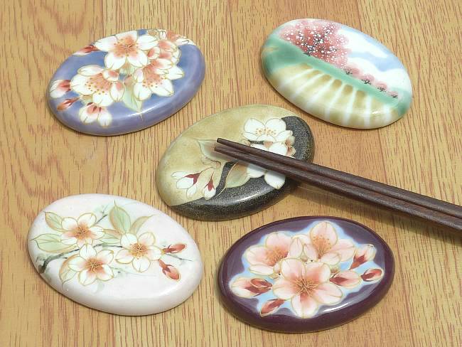 幽玄桜箸置きセット 陶あん - 京焼清水焼 松韻堂