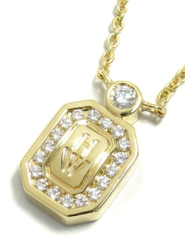 HARRY WINSTON】ハリーウィンストン『K18YG HW ロゴ ダイヤモンド
