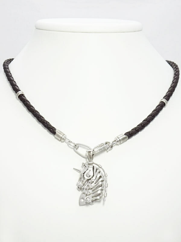 E-NO'S】イーノス『K18WG ユニコーン レザーチョーカー ネックレス