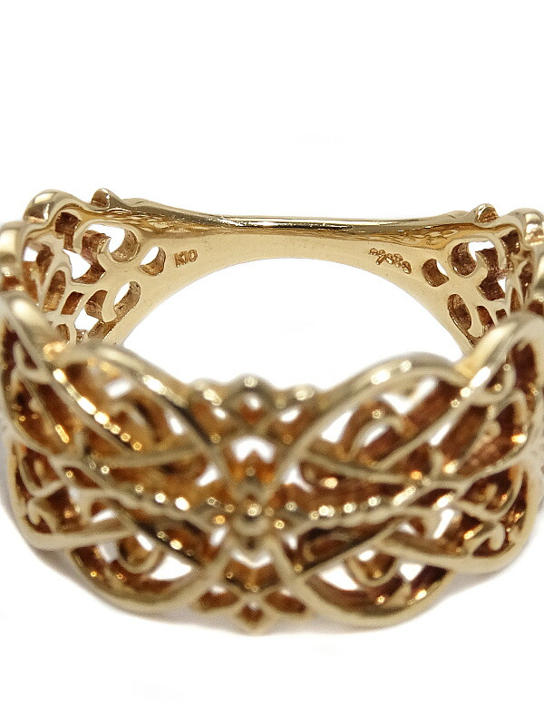 agete】アガット『K10YG 透かし リング』13号 1週間保証【中古