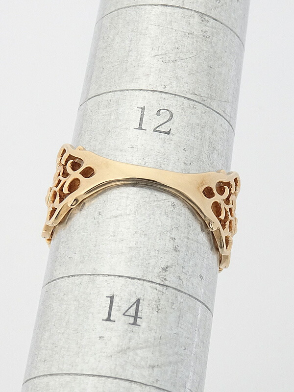 agete】アガット『K10YG 透かし リング』13号 1週間保証【中古