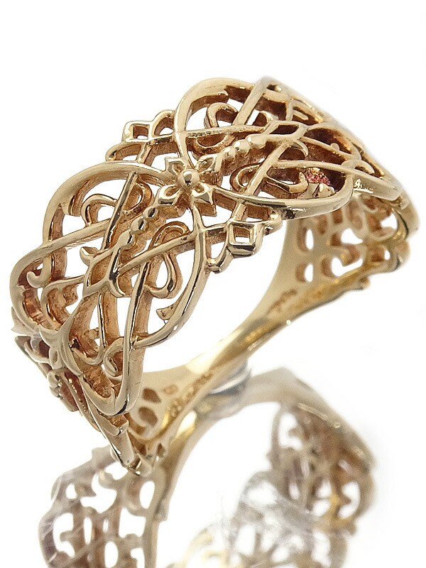 agete】アガット『K10YG 透かし リング』13号 1週間保証【中古