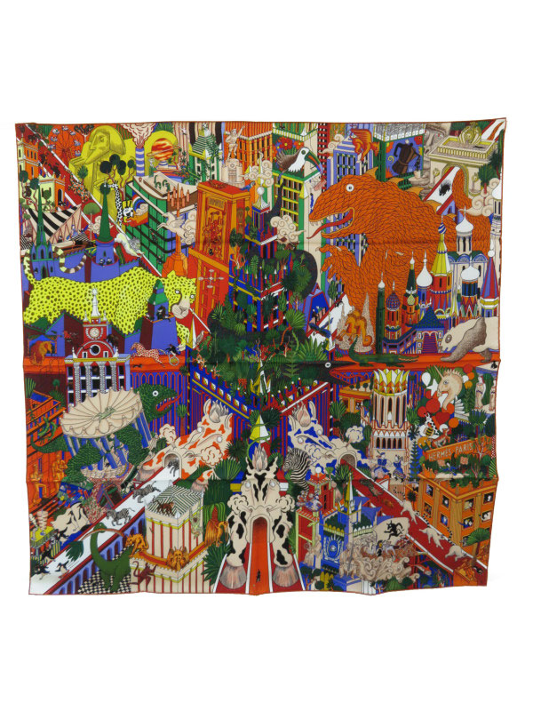 HERMES】【ANIMAPOLIS】【フランス製】エルメス『カレ90 アニマポリス