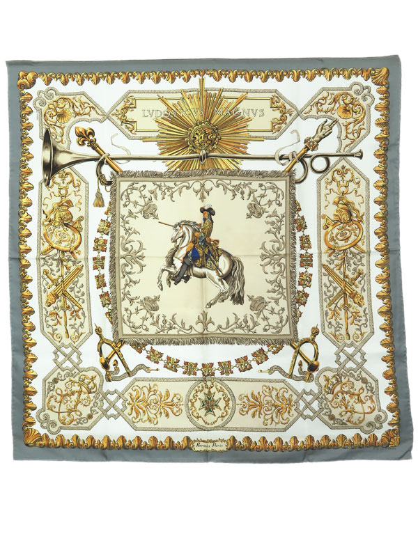 HERMES】【LVDOVICVS MAGNVS】【フランス製】エルメス『カレ90 白い馬
