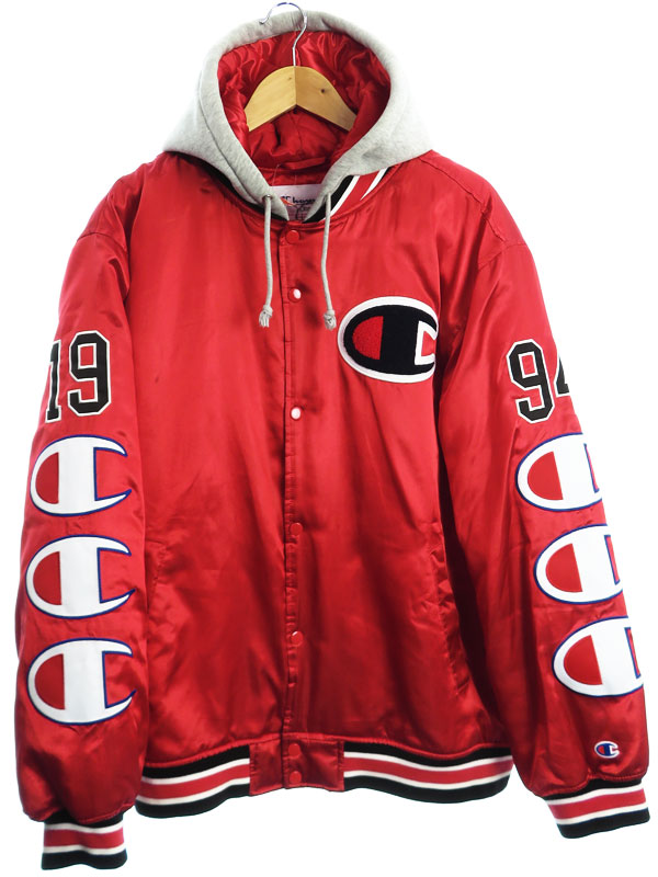 Supreme】【Hooded Satin Varsity Jacket】【チャンピオン