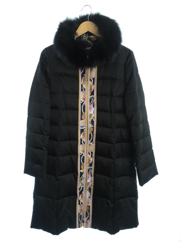 LEONARD】【アウター】レオナール『ファー付 シルクダウンジップコート