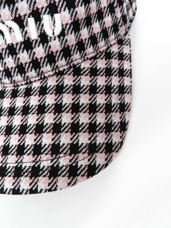 MIUMIU】ミュウミュウ『ロゴ チェック柄 キャップ sizeS』5HC179 2D0S