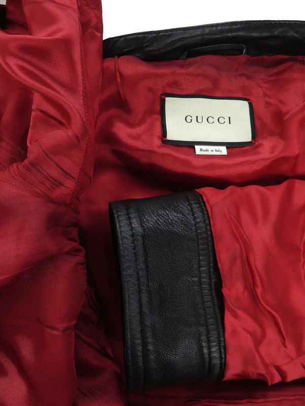 GUCCI】グッチ『レザーシングルライダースジャケット size44』264857