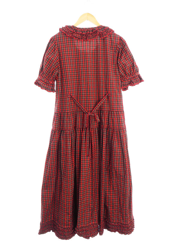 PINK HOUSE】ピンクハウス『タータンチェック フリル リボン 半袖