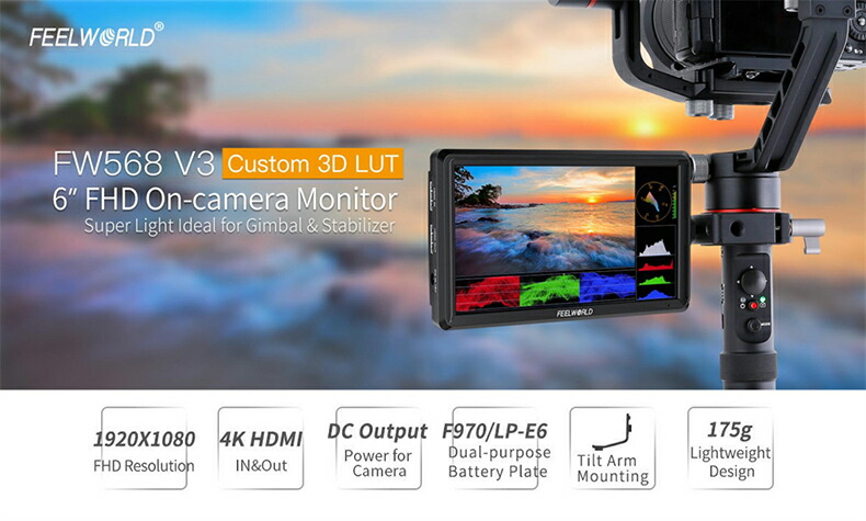 楽天市場】Feelworld FW568 V3 カメラ用モニター 6インチ IPS 超薄型