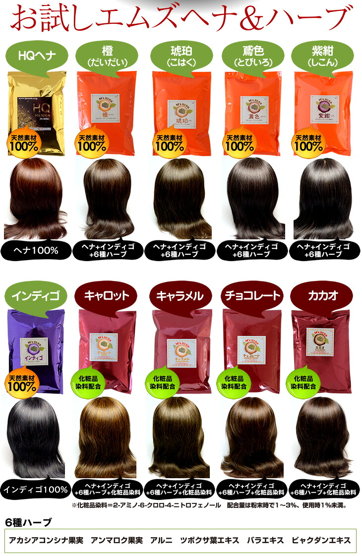 楽天市場】10種類から選べるエムズヘナ＆ハーブ100g×2個セット