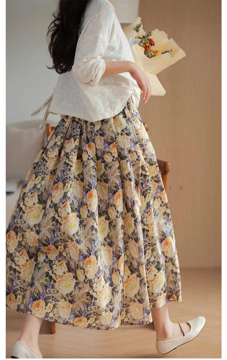 楽天市場】花柄ギャザースカート レディース 春夏 ロングスカート 花柄