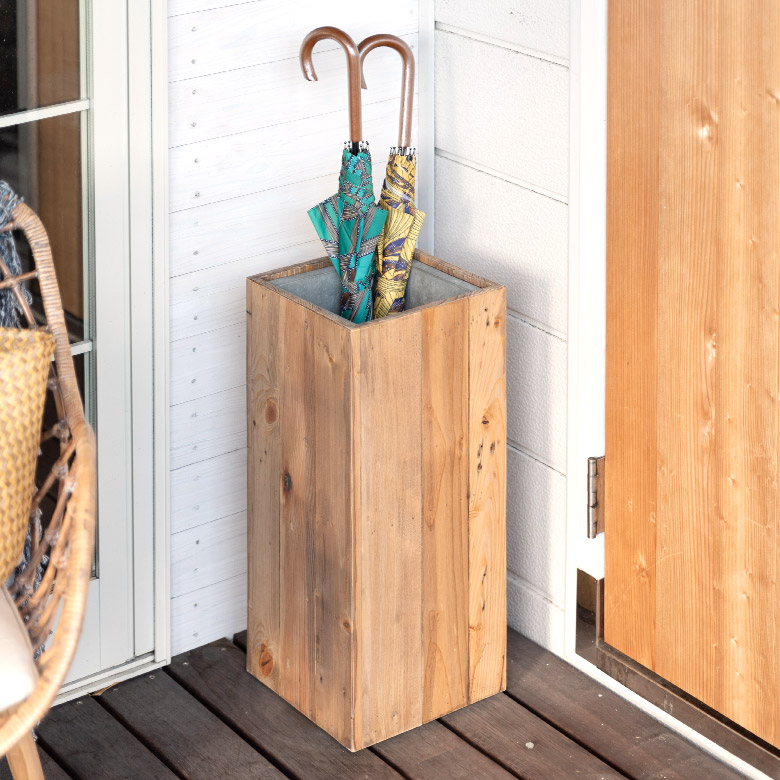 楽天市場】傘立て スリム角型 古木風仕上げ 木製 幅24.5cm Botanique