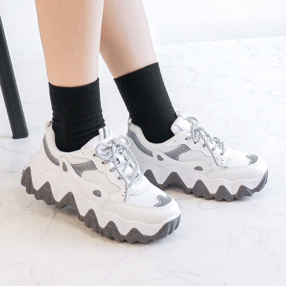 楽天市場】スニーカー レディース 厚底 白 ダッドスニーカー