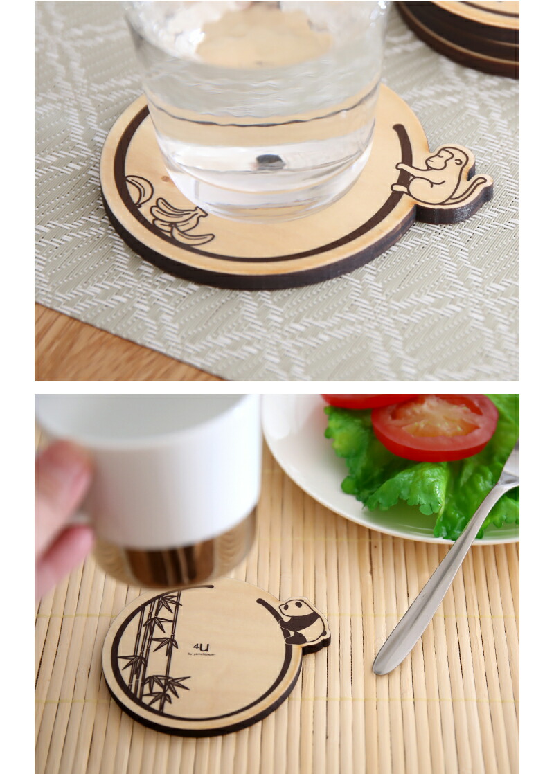 楽天市場】『 木製 コースター -ring animals- 』 可愛い おしゃれ