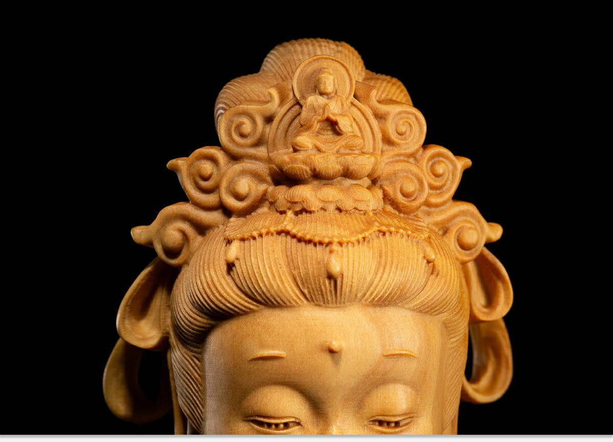 楽天市場】木製 座禅菩薩 観音像 彫刻 仏具 観音様 風水 オブジェ 置物