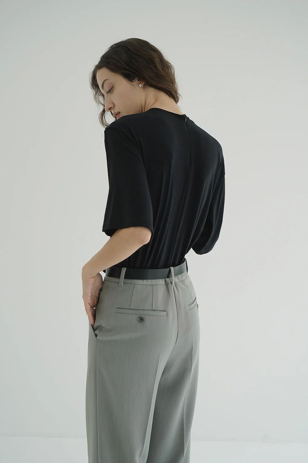 CLANE - スラッシュネックハーフスリーブトップス - SLASH NECK HALF