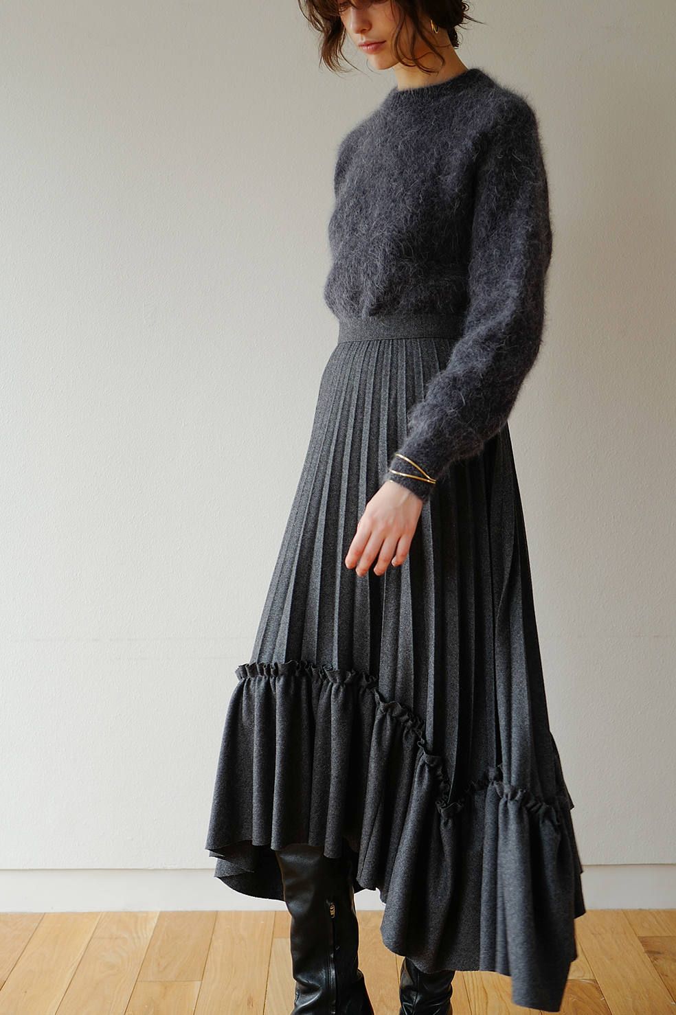 CLANE - フリルプリーツボリュームスカート - FRILL PLEAT VOLUME