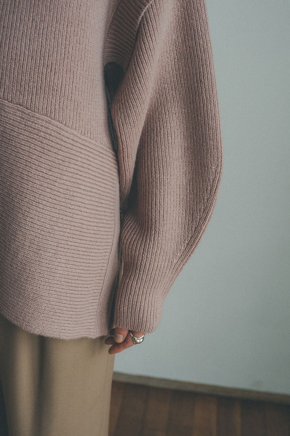 CLANE - 2WAY SLANT KNIT TOPS - スラントニットトップス - PINK