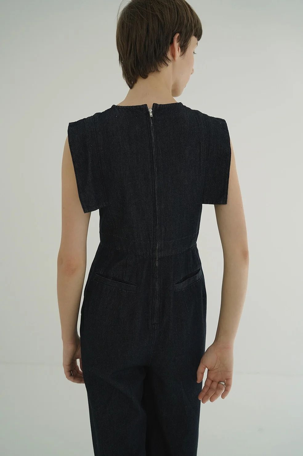 CLANE - スクエア―スリーブ デニムオールインワン - SQUARE SLEEVE