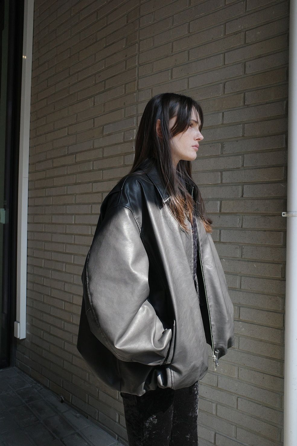 CLANE - フェイクレザーバルーンジャケット - FAKE LEATHER BALLOON