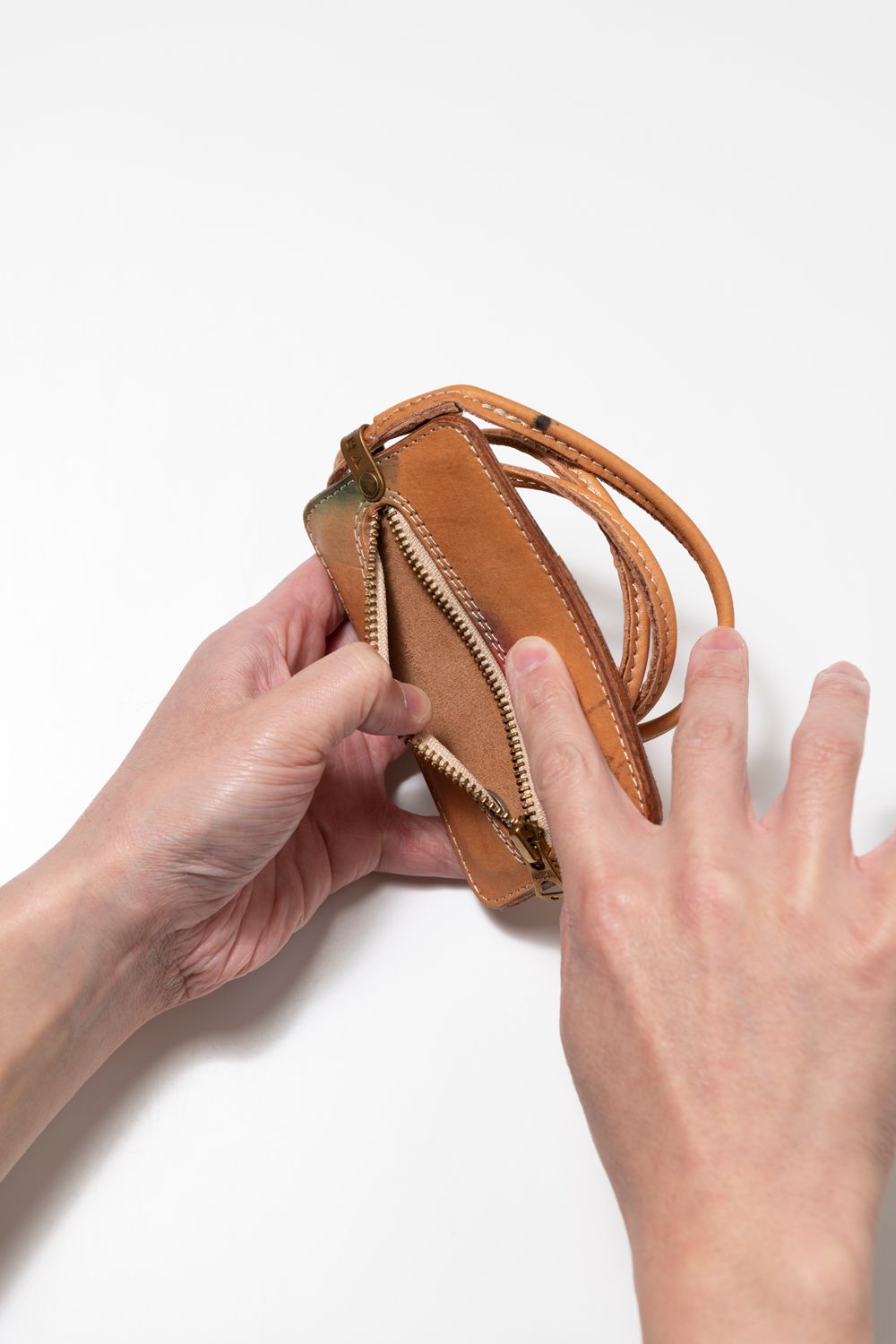 vasco - PAINT LEATHER NECK WALLET [NATURAL] | ペイントレザー