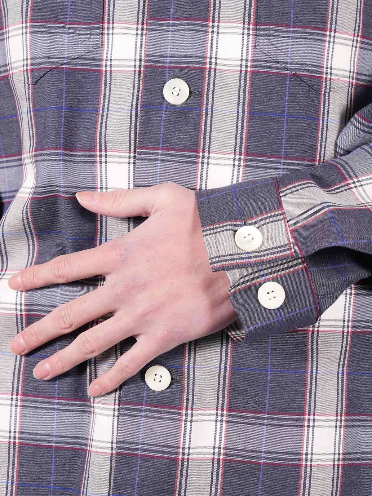 FACETASM - 【ラスト1点】 ZIPPED CHECK SHIRT / 長袖シャツ / ブルー