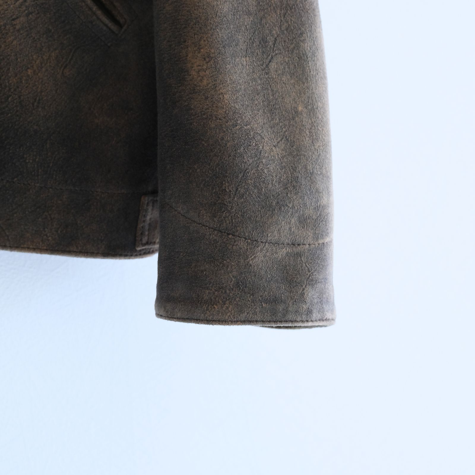 SEVEN BY SEVEN - LEATHER DETROITJACKET ‐Goat suede Antique finish