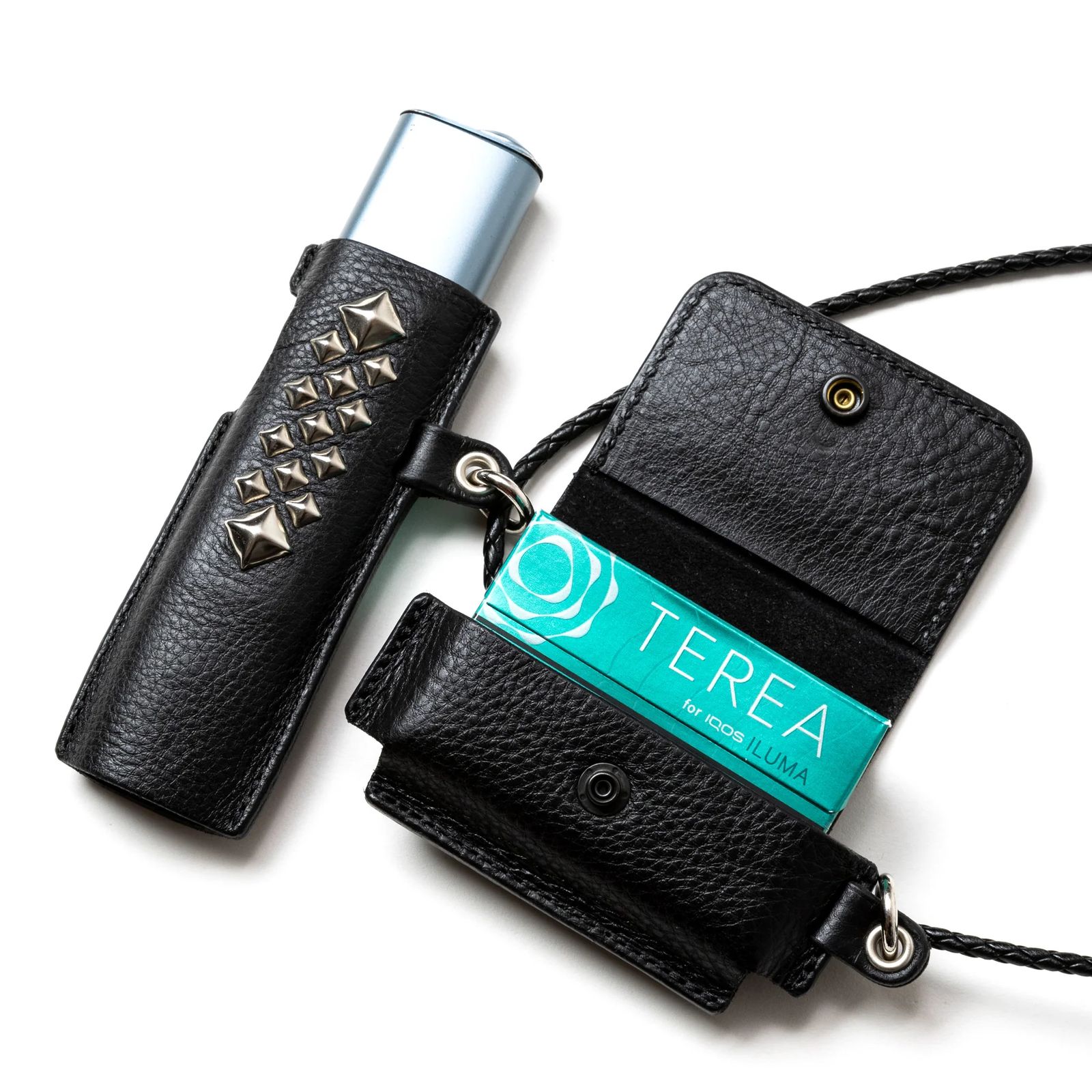 CALEE - STUDS LEATHER IQOS & HEAT STICK CASE (BLACK) / スタッズ