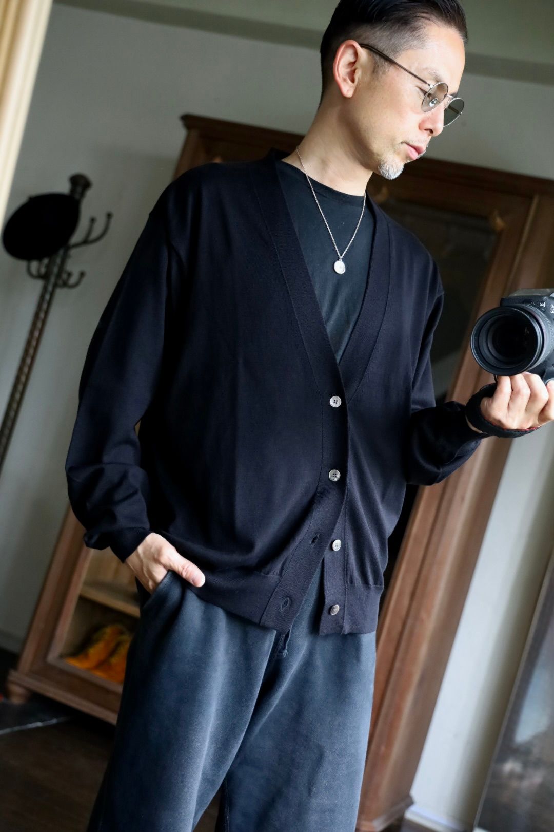 A.PRESSE - アプレッセ 2025 STYLE2 Wool Cotton High Gauge Cardigan