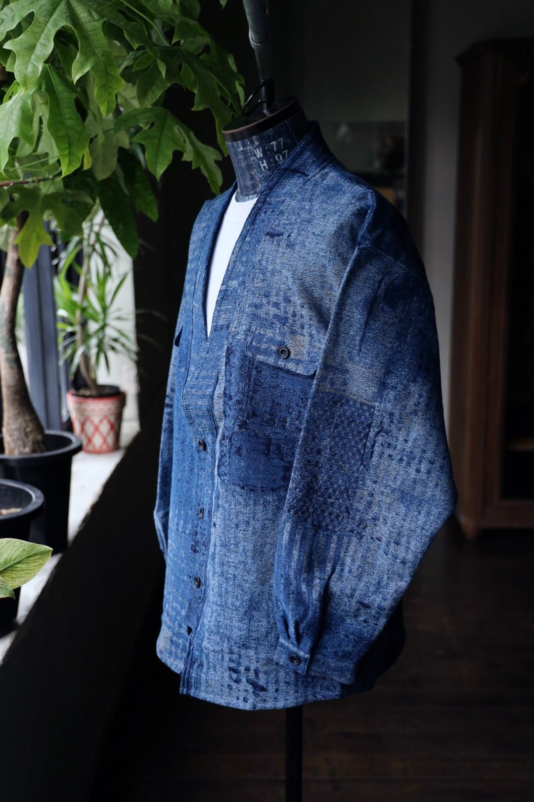 FDMTL - ファンダメンタル デニムシャツ BORO JAQUARD HAORI SHIRT