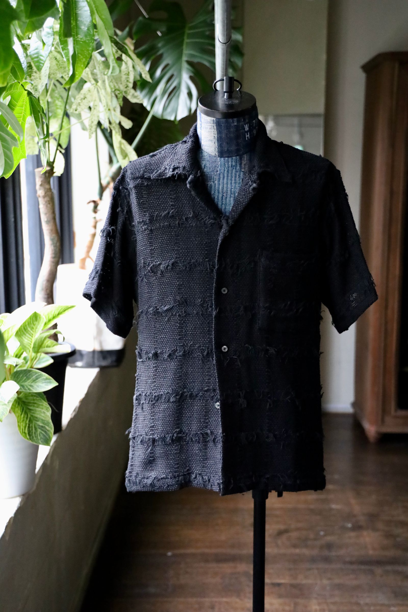 YOKE - ヨーク25SUMMER シャツ FRINGE CHECK TWEED OPEN COLLAR SHIRT