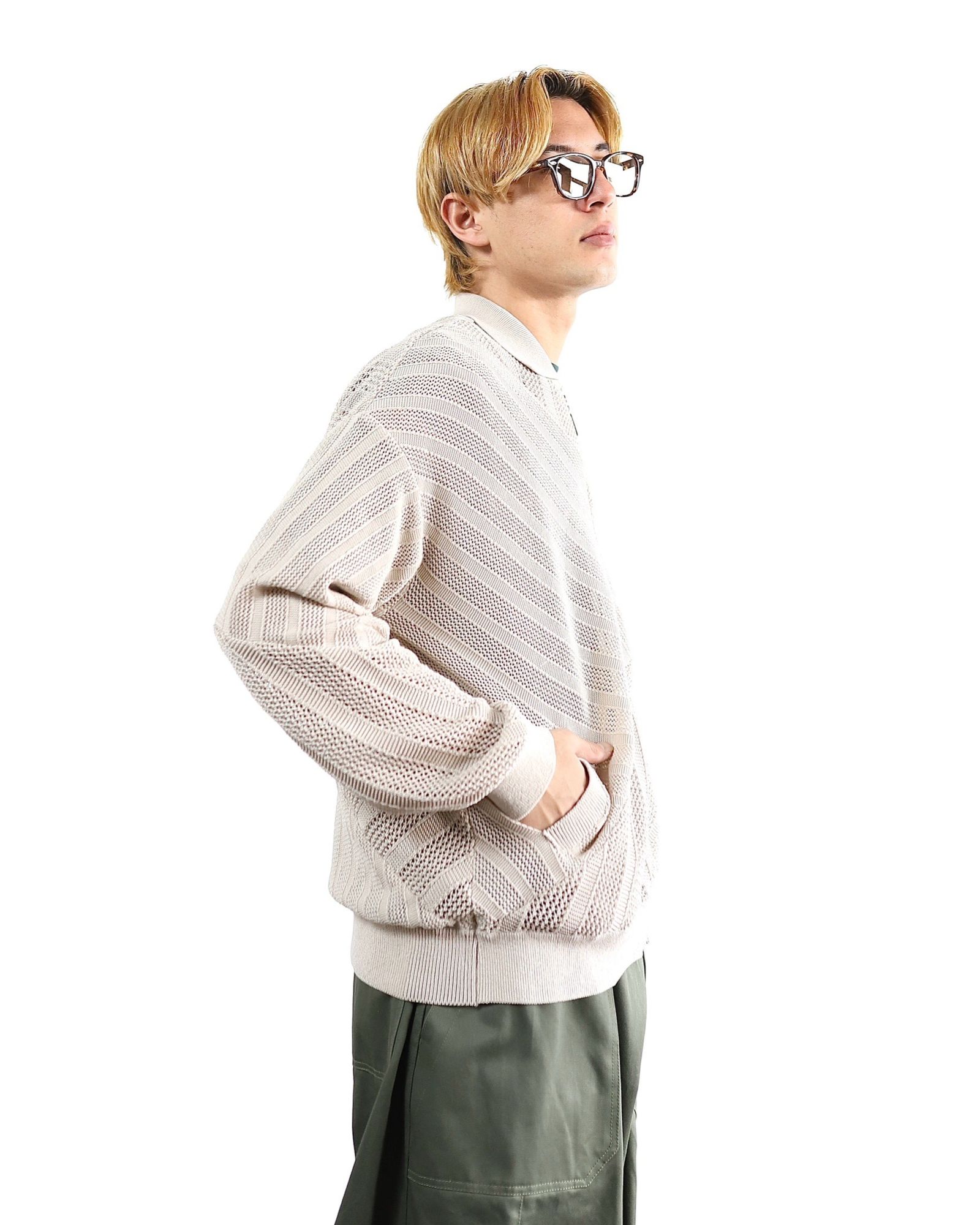 YOKE - ヨーク24SS COTTON MESH STRIPE ZIP-UP CARDIGAN(YK24SS0674S