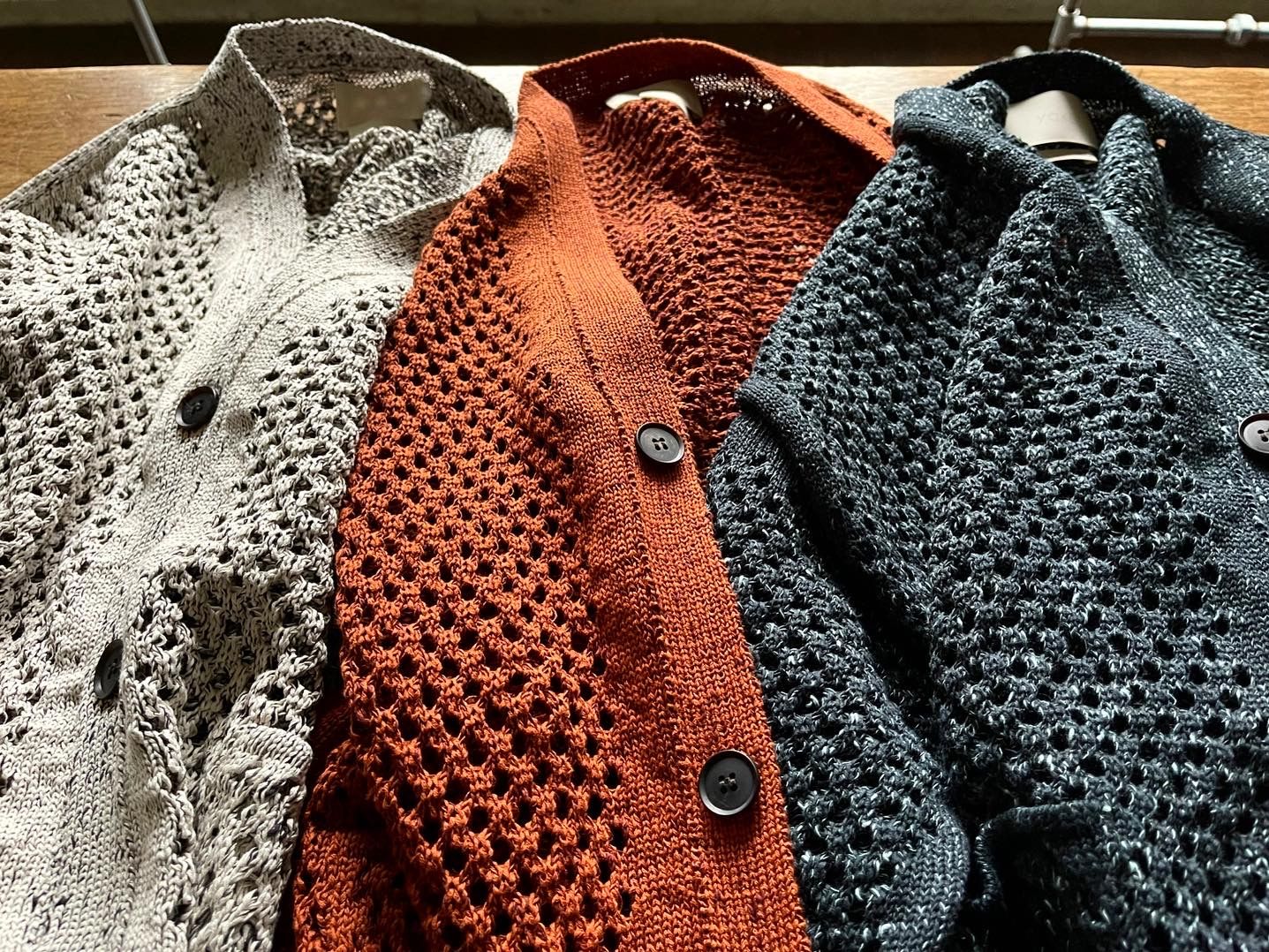 YOKE 22SS MESHED KNIT CARDIGAN