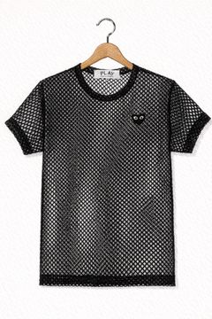PLAY COMME des GARCONS 新作BLACKエンブレムメッシュTシャツ style