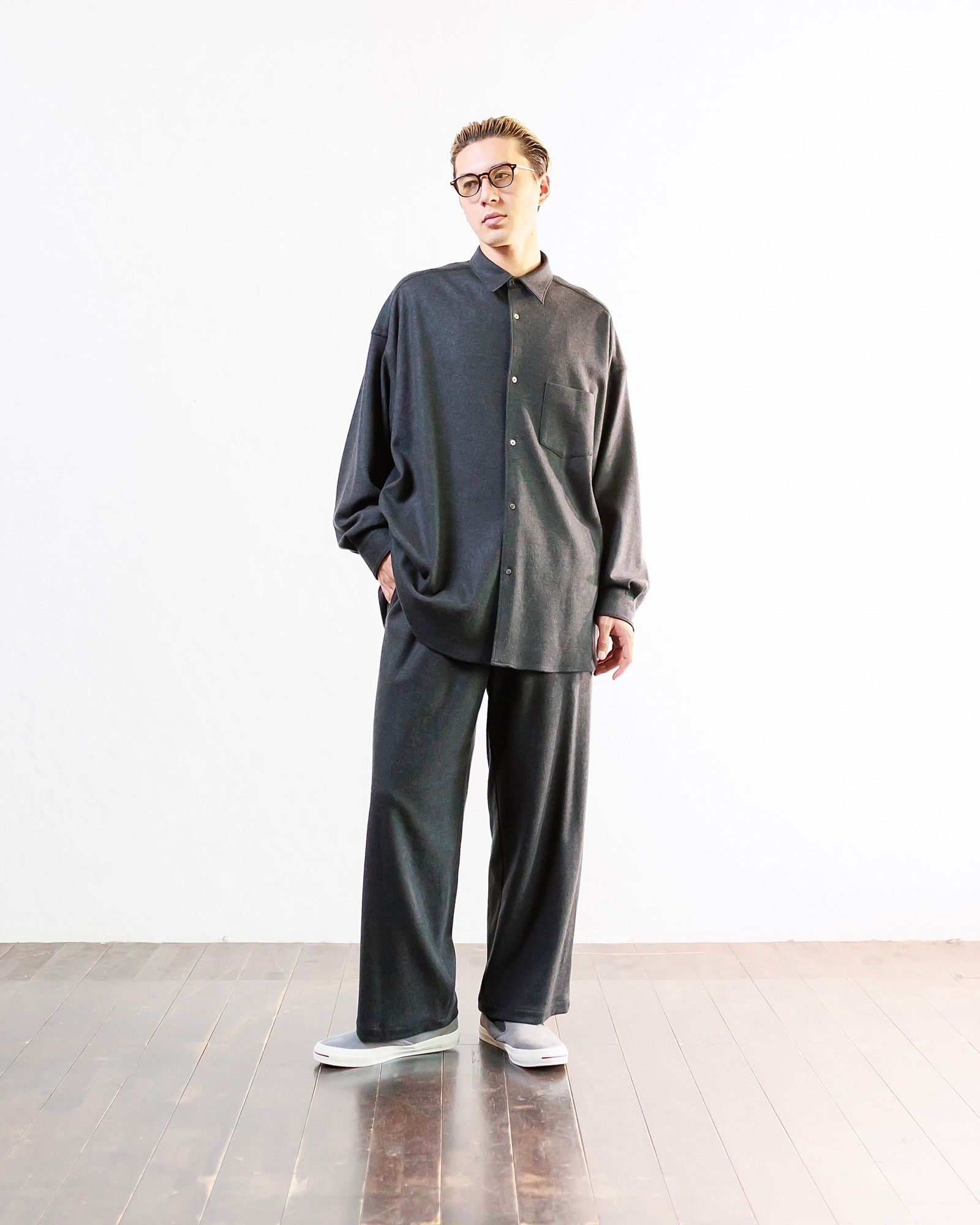 Graphpaper Wool Smooth Flannel Oversized Regular Collar Shirt